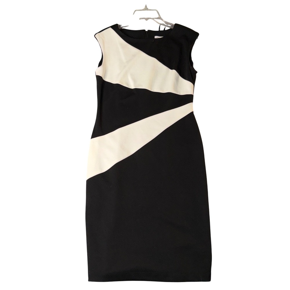 Calvin Klein Black White Sleeveless Sheath Dress Size 4 new with tags